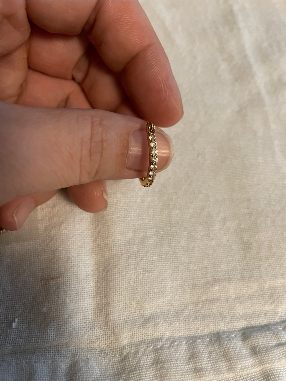 Crystal Haze Gold Hoop Earrings - Classic Small Hoops - Picture 2 of 2